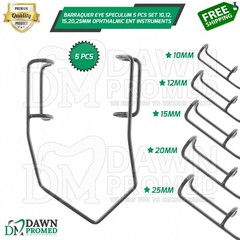 Barraquer Eye Speculum 5 Pcs Set 10,12,15,20,25mm Ophthalmic ENT Inst German Gr