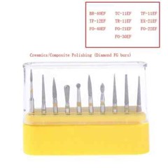 1 Box Dental Diamond FG Burs Drill Kit Creamics/Composite Polishing 10 Pcs/Box