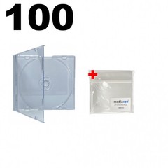 100 SLIM SUPER Clear CD Jewel Cases & 100 OPP Bags