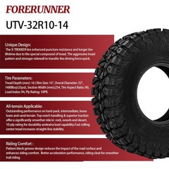 UTV Tires 32x10R14 All Terrain 10PR Off-Road Trail Mud Sand Tubeless Pack of 1
