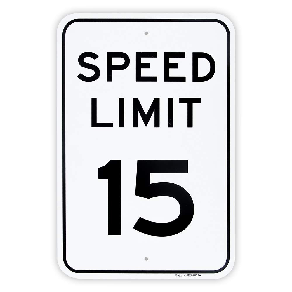 Large Speed Limit 15 MPH Sign, 18″x 12″ .04″ 18” x 12”, Reflective Yellow