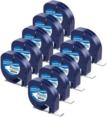 10PK Dymo LetraTag Refills White Plastic 91331 for LetraTag Label Maker LT-100H