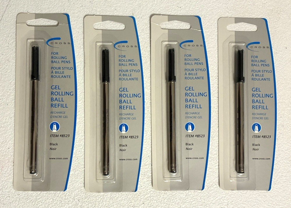 NEW Cross Gel Ink Rolling Ball Black Refill for Selectip Pens Lot of 4 #8523 USA