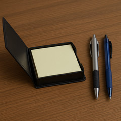 Faux PU Leather Sticky Note Memo Holder Set Post Notes Dark Brown Home Office