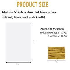 Cellophane Treat Bags 5×7 In 100 Pcs Individual Cookie Bags Small Plastic Cle…