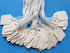 Blank White Merchandise Price Tags w/ String Jewelry Retail Strung 10-100-1000