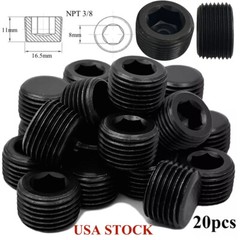 20x Male Thread Socket Car Pipe Plugs 3/8 NPT Pipe Allen Head Socket Plugs NEW