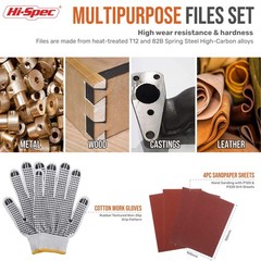 Hi-Spec 17 Piece Metal File Tool Kit Set. Mini T12 Carbon Steel Flat Half-Round