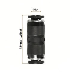 10 Pcs 1/4″ Union Push to Connect Pneumatic Air Line Fitting Black