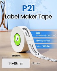 3 Rolls for Nelko P21 Label Tape,14x40mm (0.55″x1.57″),180 Labels/Roll, White
