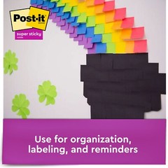 Post-it 654-5SSSC Super Sticky Notes, Black, 3 x 3″, Pack of 5 Pads