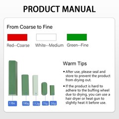 Mini Buffing Polishing Compound Kit 4oz 3Pack Green White Red Fine Medium Coarse