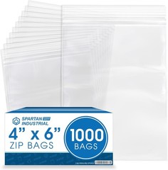 4” X 6” 1000 Count 2 Mil Clear Reclosable Zip Plastic Poly Bags with Resealab…