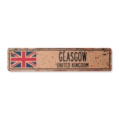 GLASGOW UNITED KINGDOM Vintage Street Sign British Britons Brits flag country