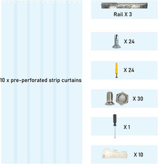 60“ X 86“ Plastic Vinyl Strip Door Curtain Kit with Hardware – Clear Smooth PVC