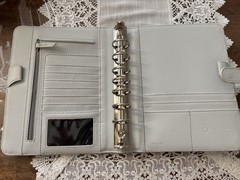 Classic Franklin Covey Anna Leather Binder Grey Color , Silver Rings Rare