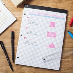 Graph Paper Pad 8.5×11 Inches, 55 Sheets, 3-Hole Punched for Engineers