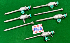 4pc Laparoscopic Metal Trocar Cannula 10mmx110mm with 5mm Trocar Free