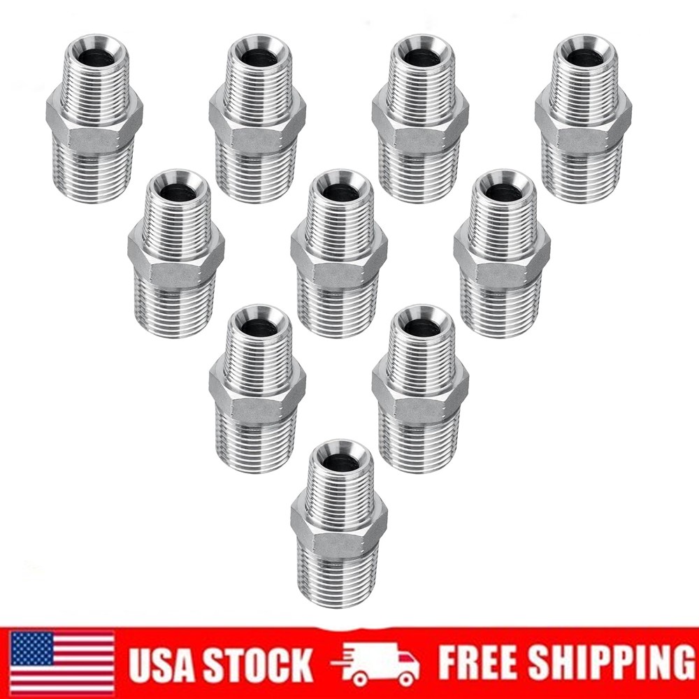 10 pcs Hydraulic Adapter Fittings 3/8″ NPTF Male x 1/2″ NPTF Male with Cover USA
