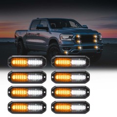 WINECO Amber/White LED Strobe Lights Kit – 8pcs 12-LED Flashing Emergency