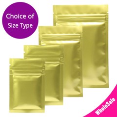 Multi-Size Both Sided Glossy Gold Foil Mylar Flat Zip lock Bag Wholesale G03
