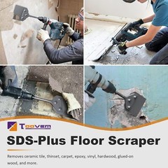 Toovem SDS Plus Floor Scraper with Spare Blades 4″x10” Tile Removal Chisel Tool
