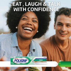Super Poligrip Zinc Free Denture and Partials Adhesive Cream, 2.4 Ounces, 4 Coun