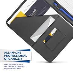 Contrast Stitch Faux-Leather Padfolio, Business Portfolio for Men and Women, …