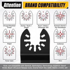 6PCS Oscillating Tool Blades, Universal Wood Multitool, Black