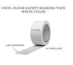 Vinyl PVC WHITE Floor Safety Lane Marking Tape (OSHA) 2″ X 36 YDS, 6 MIL (1 ROLL