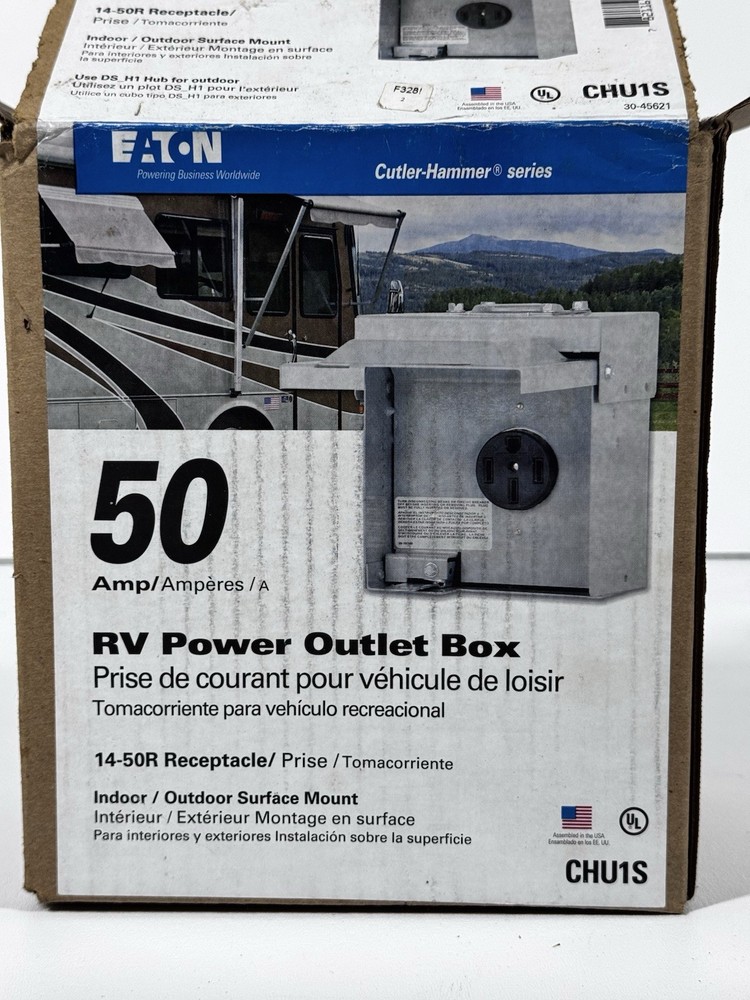 Eaton CHU1S 50Amp Power Outlet Box for RVs, Indoor and Outdoor Surface Mount