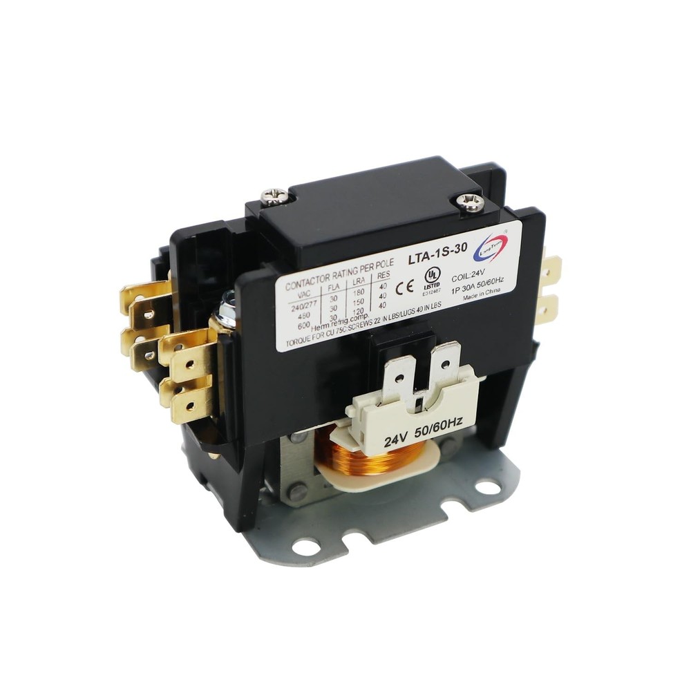 1-Pole 30 Amp 24V AC Contactor HVAC Air Conditioner Condenser Motor Relay
