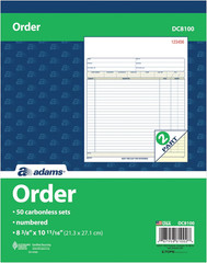 Order Book, 2-Part, Carbonless, White/Canary, 8-3/8 X 10-11/16 Inches, 50 Sets