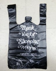 HDPE Black Thank You T-Shirt Bags Bag 1/8 Plastic Shopping Bags 10″ x 5″ x 18″