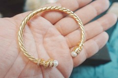 New.DavidYurman Petite Helena Bracelet in 18k Yellow Gold with Diamonds 4mm