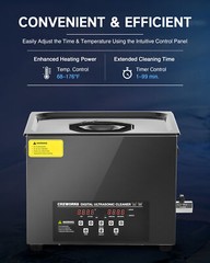 CREWORKS Titanium Steel Ultrasonic Cleaner 15L Timed Digital Cleaning Equipment