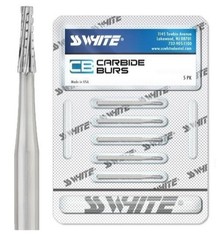 SS White 14071-5 FG #701 Surgical Length Taper Fissure Crosscut Carbide Burs 5Pk