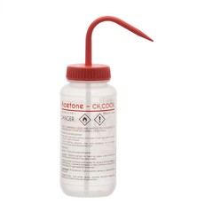 Acetone Wash Bottle, 500ml – Wide Mouth, Pre-Labeled – LDPE – Eisco Labs