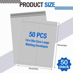 50 Pcs 14” x 18” Extra Large Mailing Envelopes 32lb with Gummed Flaps, Cata…