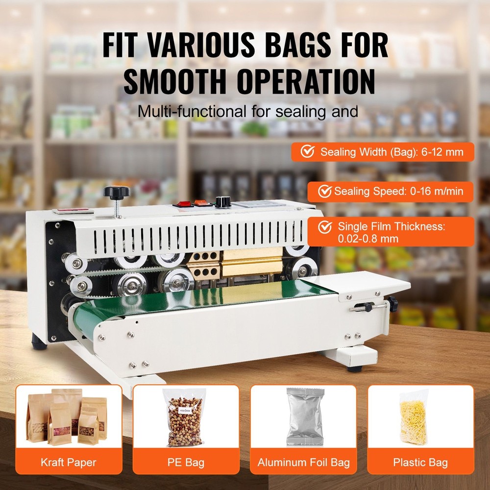 Continuous Bag Band Sealing Machine,0.24-0.47 in/6-12 mm Seal Width