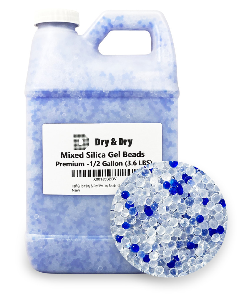 1/2 Gallon (3.6 LBS) “Dry & Dry” High Quality Mixed Silica Gel Desiccant Beads