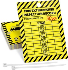 Fire Extinguisher Inspection Tags -2029, Plastic 2.25 x 3 Inch Red Waterproof,