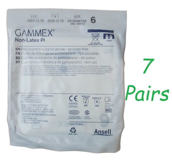 7 – Gammex Non-Latex PI Polyisoprene Powder-Free Surgical Glove Sz 6