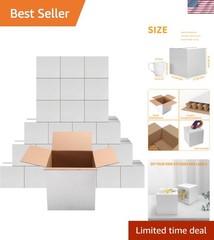 Set of 25 Durable White Cardboard 8x8x8 Shipping Boxes for Small Items