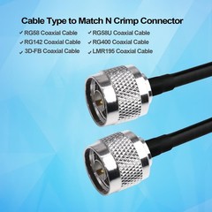 TUOLNK N Type Crimp Connector N Male Plug Adapter for RG58 RG142 50Ohm Low Lo…