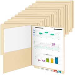 24 PCS Large Classification Folders Pocket Manila Pressboard File 9.5×11 In