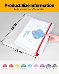 18 PCS Plastic Mesh Zipper Pouch 11×15 Inch Extra Large WaterResistant Bag
