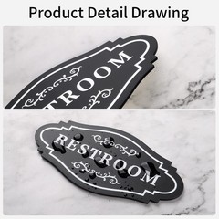 FXRN Restroom Sign,restroom signs for 4×8 inches, Black/White