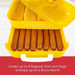 Diner-Style Hot Dog Steamer for 8 with Bun Warmer – Easy and Efficient Cooking