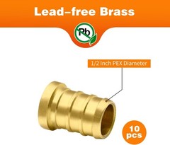 10pcs 1/2″ PEX Barb Plug End Cap, Brass 1/2″-10 Pack, Color